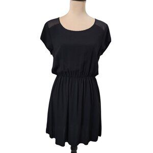 Divided Size 12 Sheer Upper Basic Black Dress, Elastic Waistband.  Gently Used